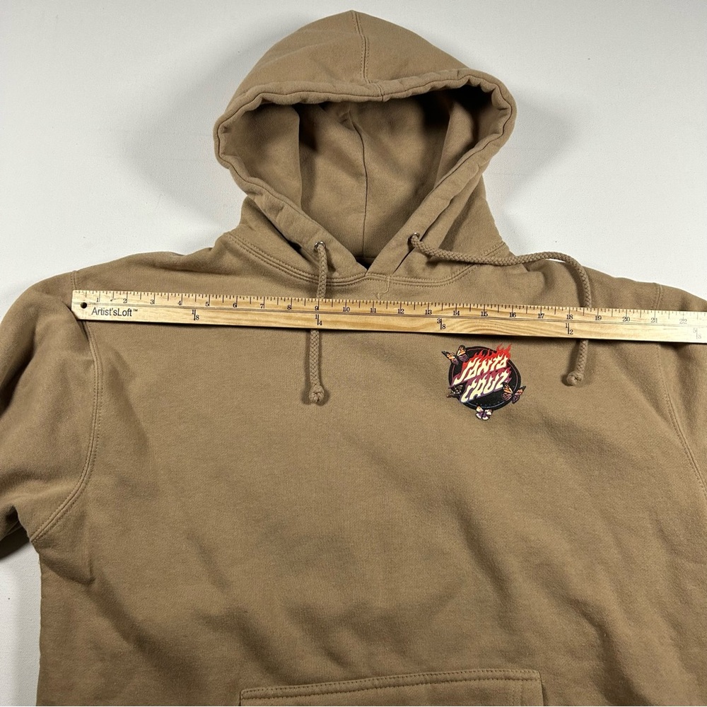 VTG Santa Cruz Skateboards Pullover Hoodie Medium Men’s Tan Butterflies - Picture 6 of 7